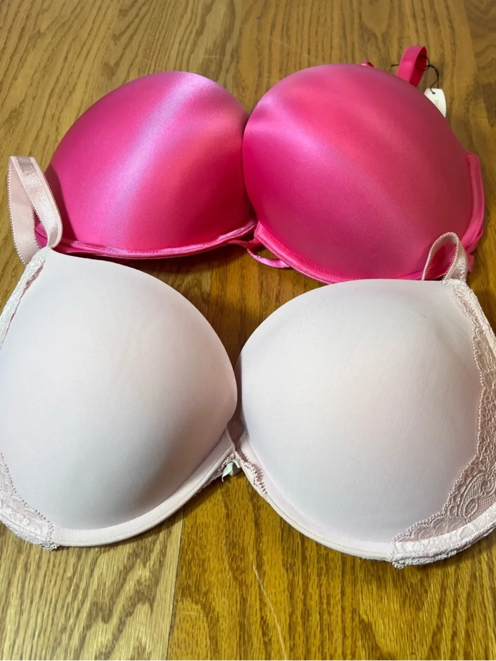 Victoria's Secret Hot Pink & Light Pink Smooth PADDED Push-Up Bras 36 DD NWT